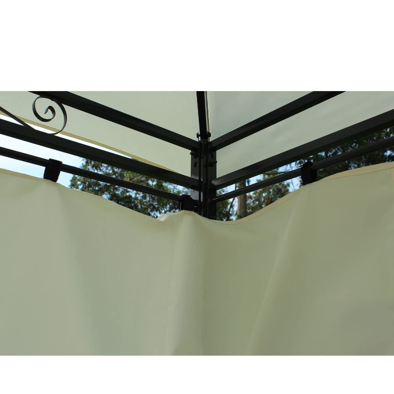 Double Roof Outdoor With Vented Soft  Top  Gazebo Cannopy and Removable Curtains