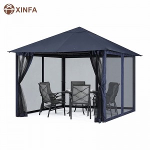 10x10FT Outdoor Patio Gazebo Canopy with Mosquito Netting for Lawn,Garden,Backyard,Blue