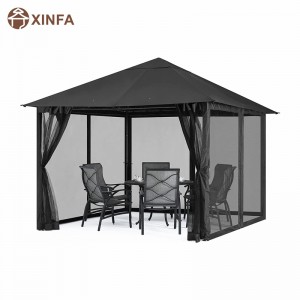 10x10FT Outdoor Patio Gazebo Canopy with Mosquito Netting for Lawn,Garden,Backyard,Black