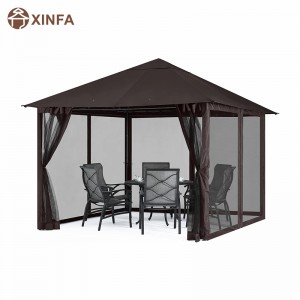 10x10FT Outdoor Patio Gazebo Canopy with Mosquito Netting for Lawn,Garden,Backyard,Chocolate