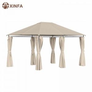 10' x 13' Outdoor Patio Gazebo Canopy Shelter with 6 Removable Sidewalls,Khaki