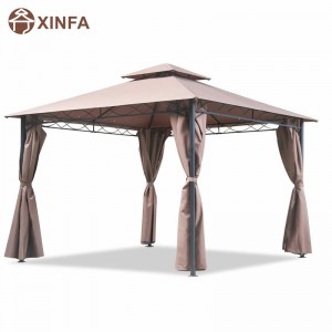 10'x 13'Gazebo Block Sun Shade Canopy, Waterproof Tent with Curtains Portable Foldable Party Canopies
