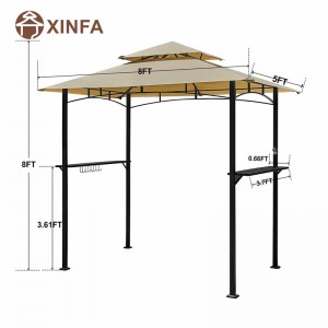 8' x 5' 2-Tier Canopy Top Grill Gazebo Outdoor Patio Barbecue Gazebo Shelter with Sturdy Steel Frame