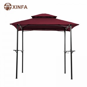 8' x 5' Canopy Top Grill Gazebo Outdoor Patio Barbecue Gazebo Shelter with Sturdy Steel Frame,Red